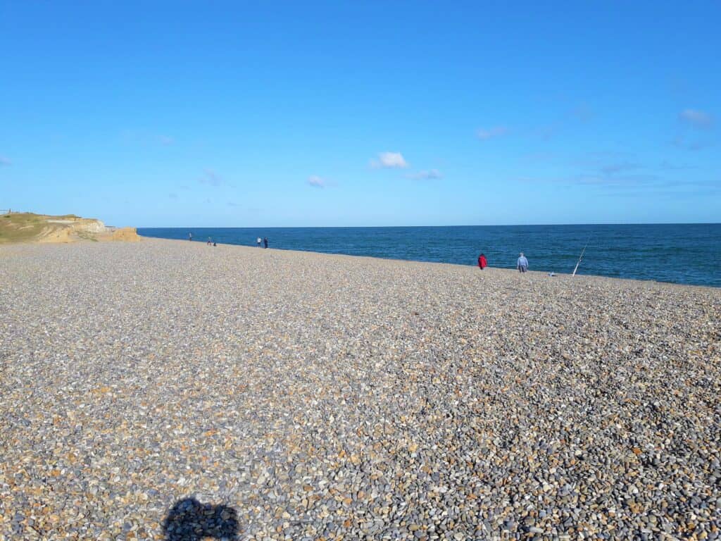 Weybourne beach at high tide.